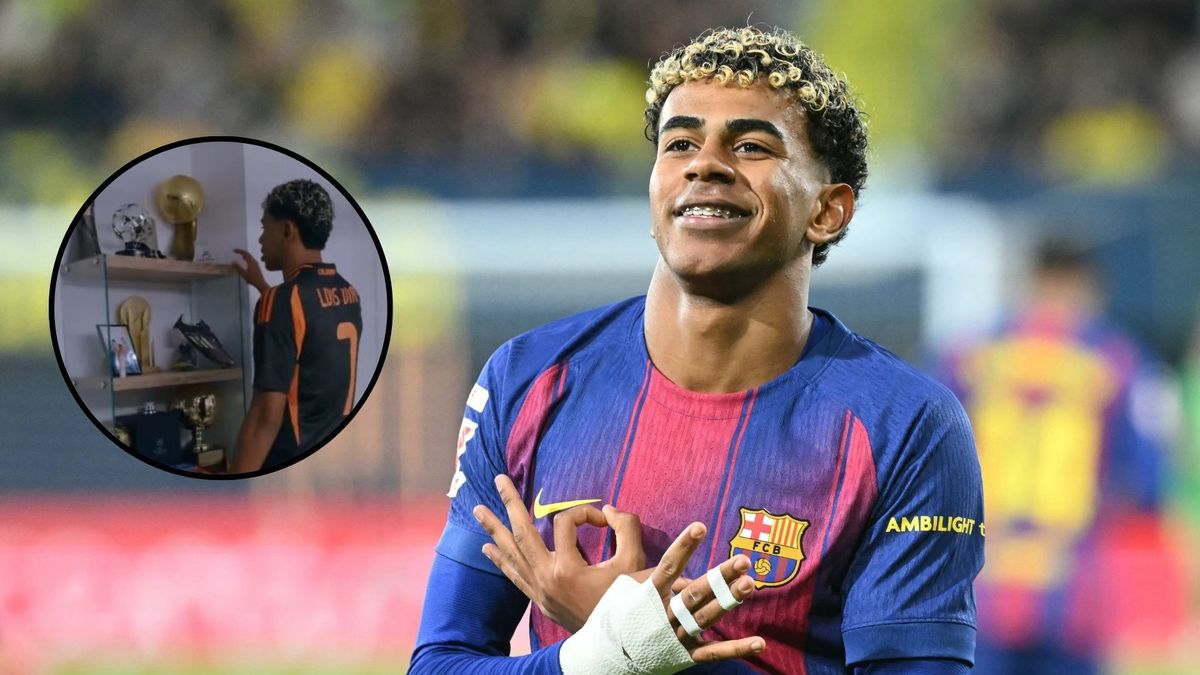 Lamine Yamal luce la camsieta de Luis Diaz en su canal de Youtube