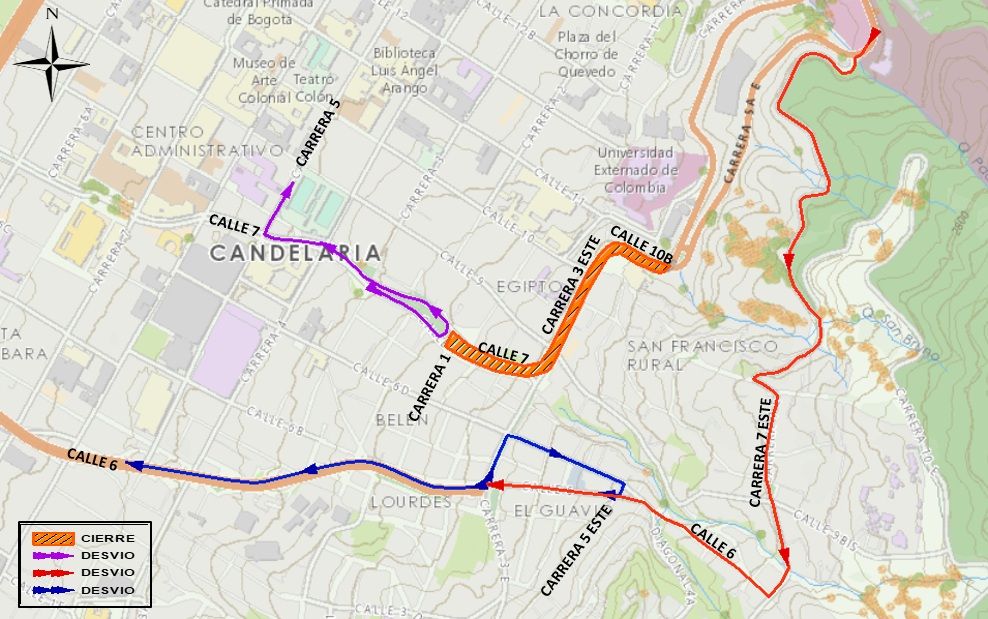 Mapa de cierres y desvíos