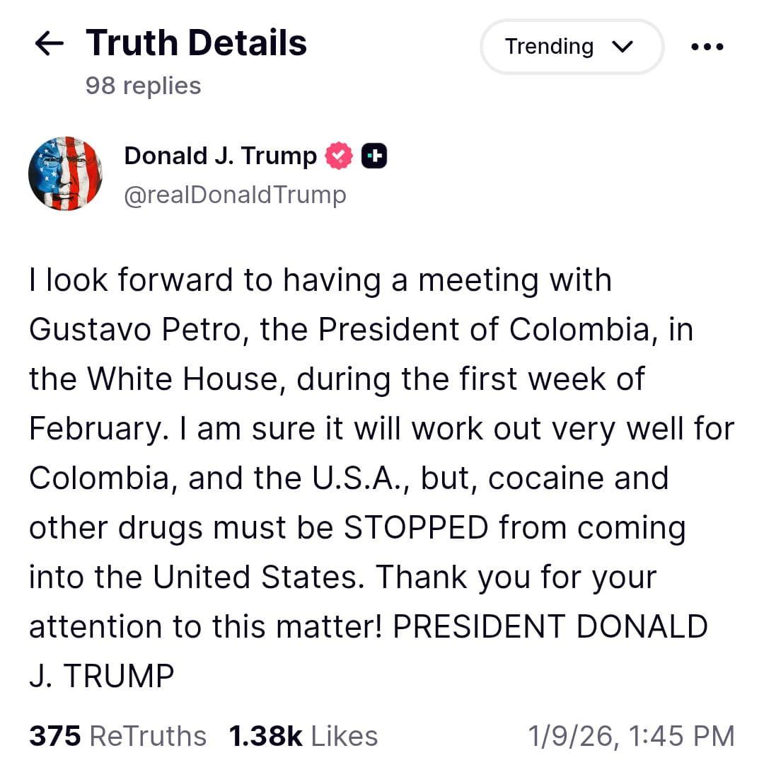 Trump reveló la fecha en la que se reunirá con Petro.