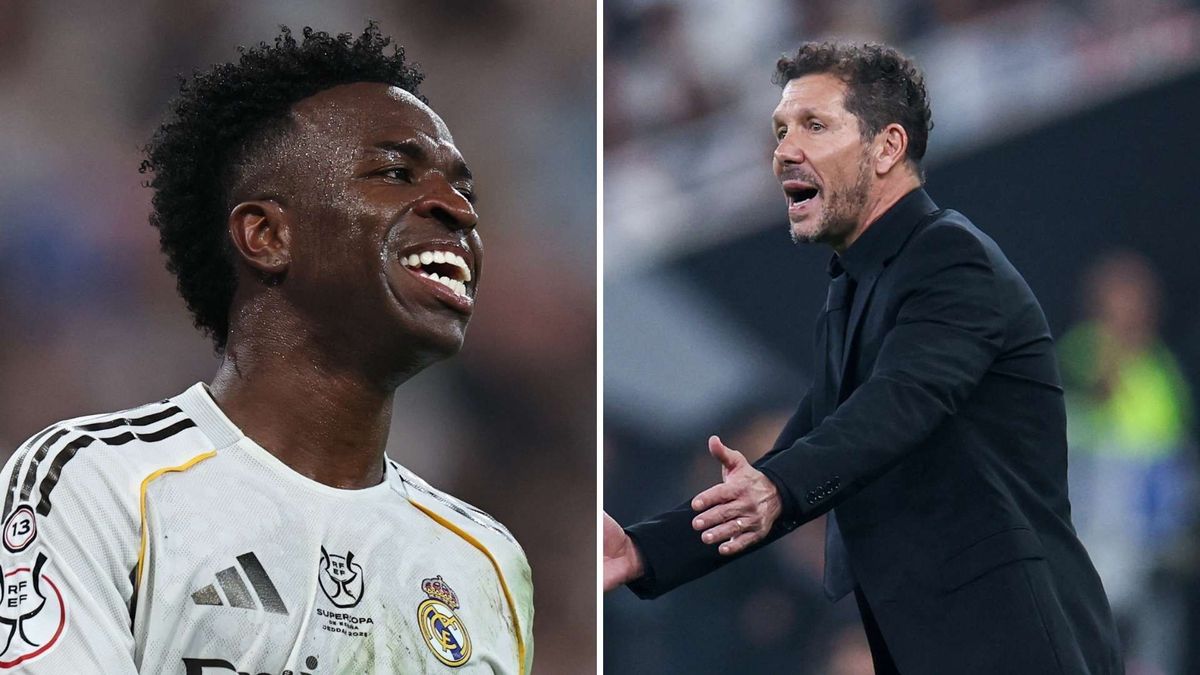 Diego Simeone y Vinícius Júnior intercambiaron palabras durante la semifinal de la Supercopa, que terminó con amonestación para ambos.