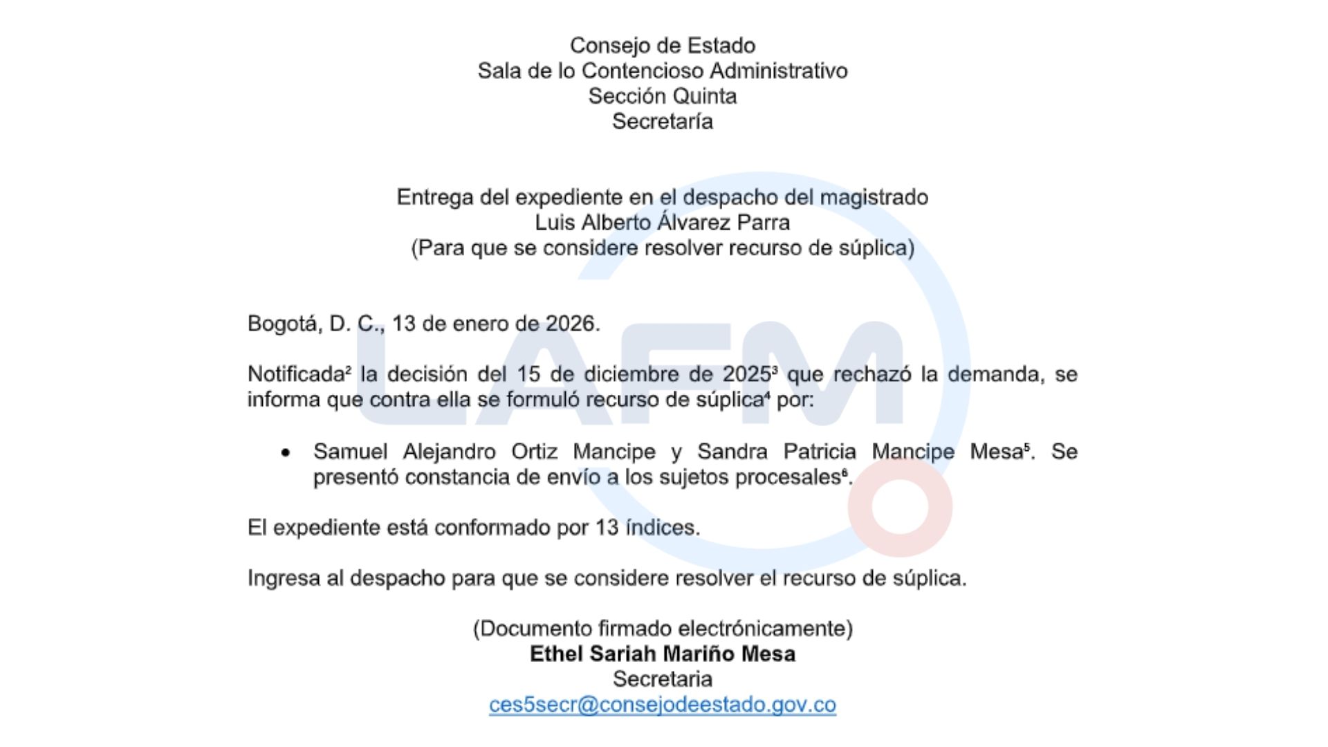 Recurso de Súplica. 