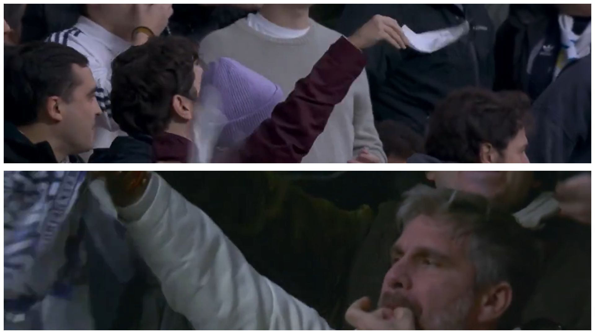 Aficionados del Real Madrid silbándole a su equipo expresando su descontento