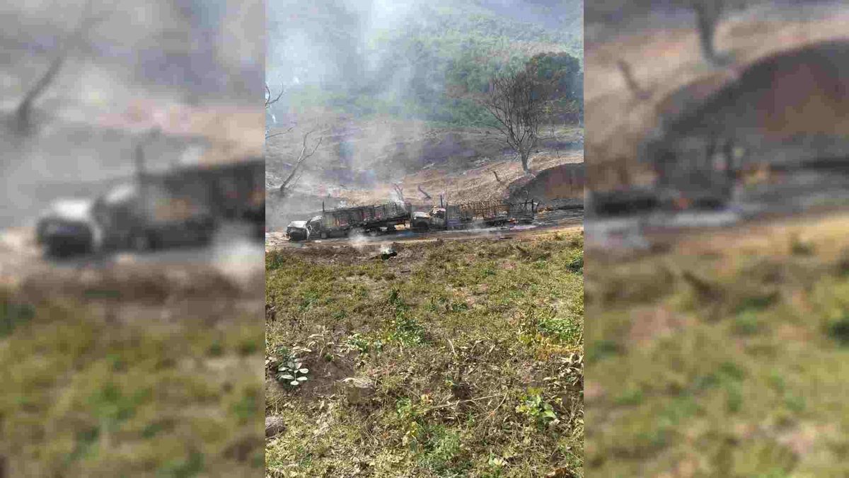 Nuevo hecho de violencia genera temor en un corredor clave entre el Catatumbo y el Cesar. Queman dos camiones.