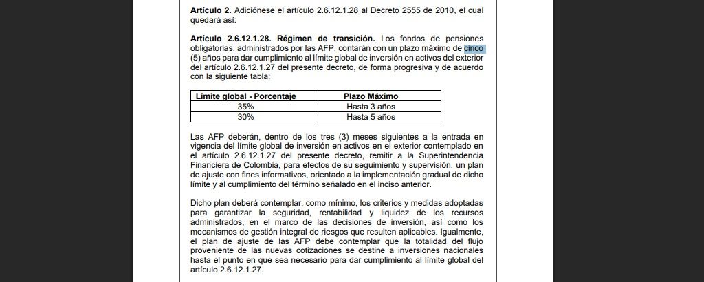 Transición de 5 años. 