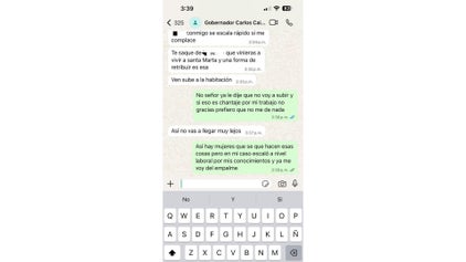 Chats de acoso en la Gobernación de Carlos Caicedo