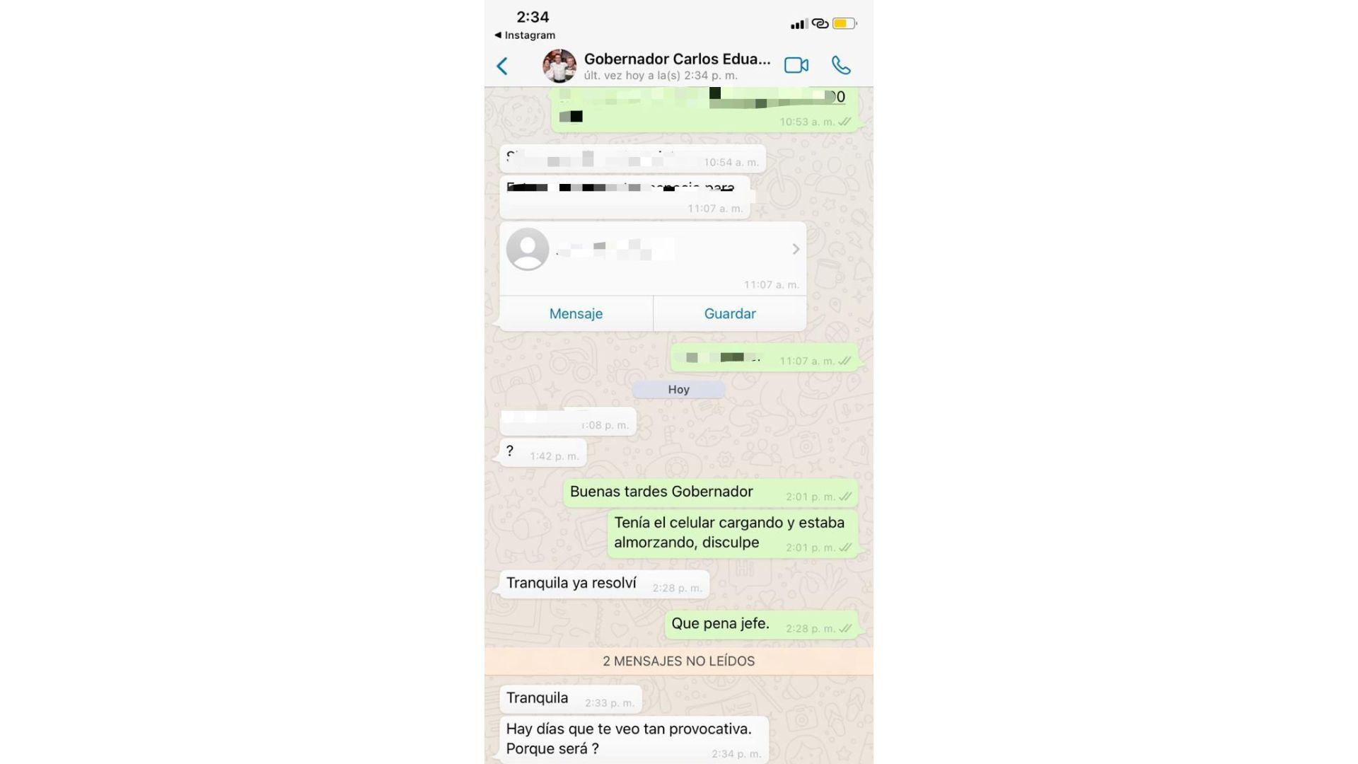 Chats de víctimas contra Caicedo y Fuerza Ciudadana