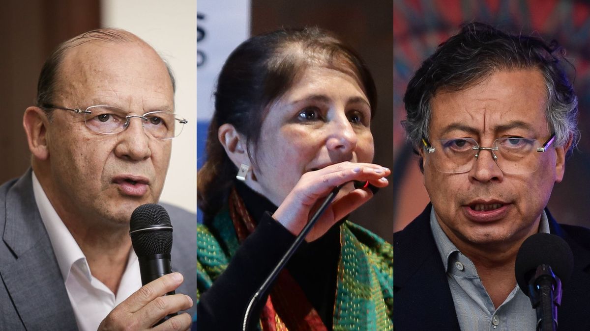 El ministro de Hacienda, Germán Ávila; la defensora del pueblo, Iris Marín, y el presidente Gustavo Petro. El Gobierno niega las peticiones de recursos de la entidad, que no podía pagar a sus contratistas.