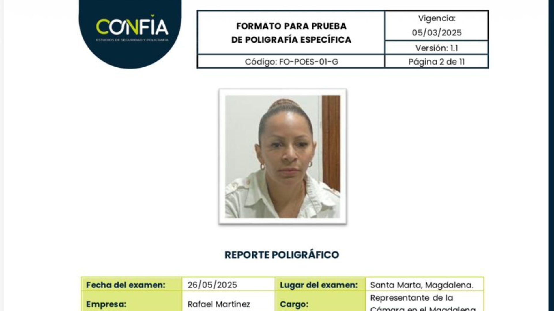 En el cuadro que dice quién contrató el informe se lee: Rafael Martínez.