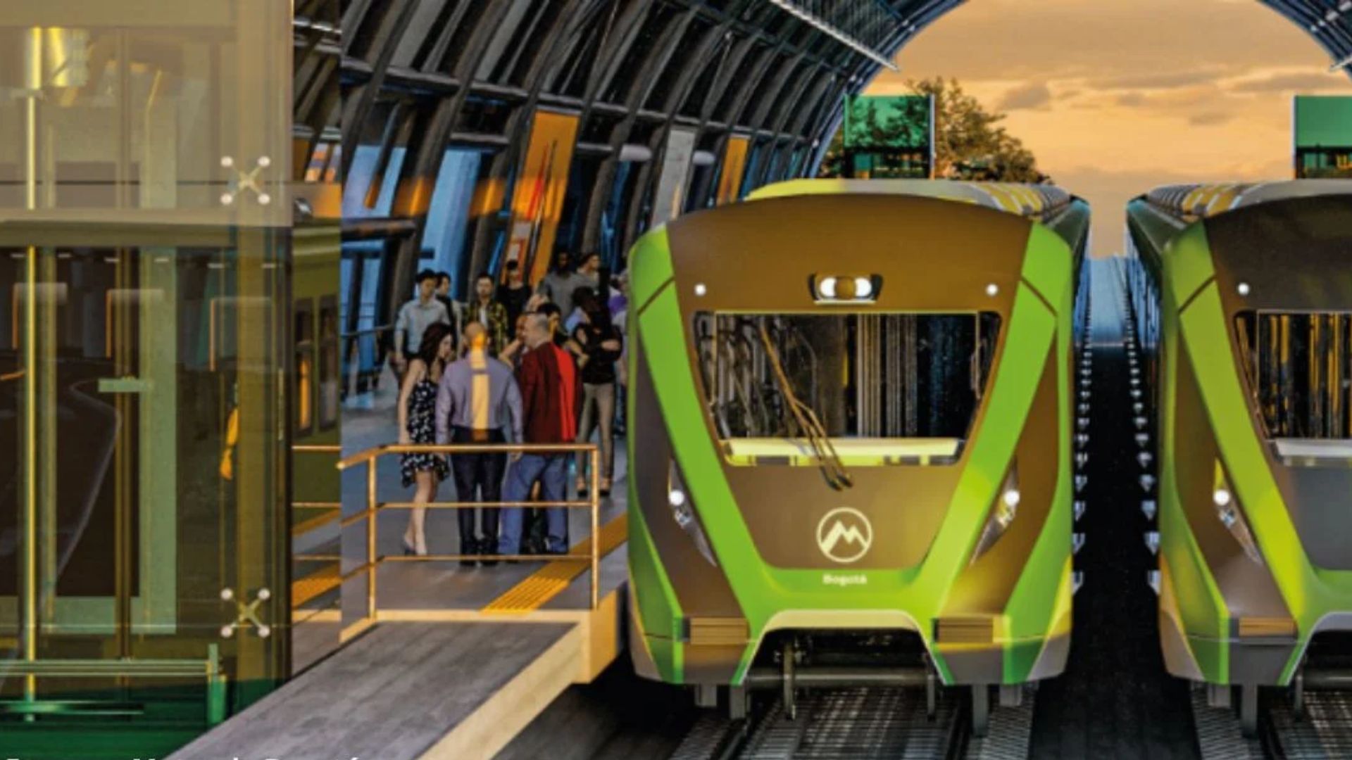 Escala digital del Metro de Bogotá recibiendo personas