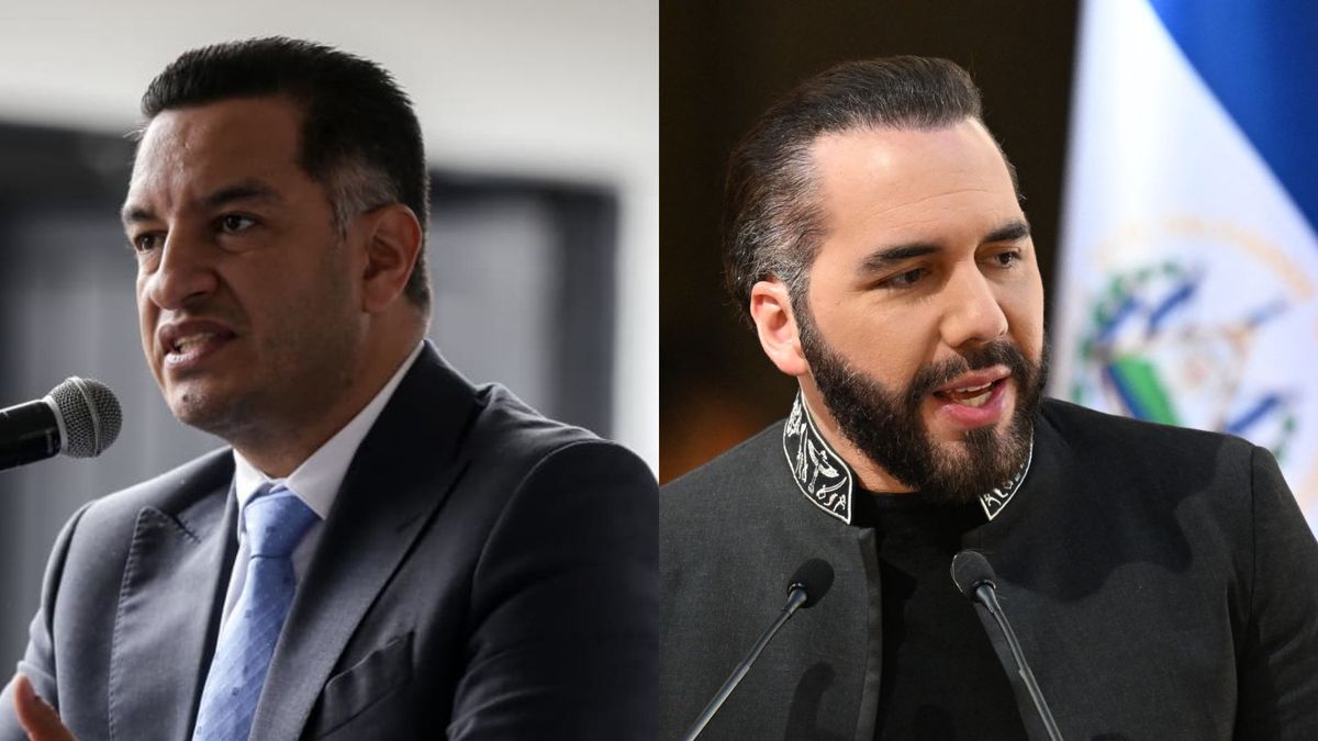 El ministro de Justicia colombiano, Andrés Idárraga, y presidente de El Salvador, Andrés Idárraga y Nayib Bukele.