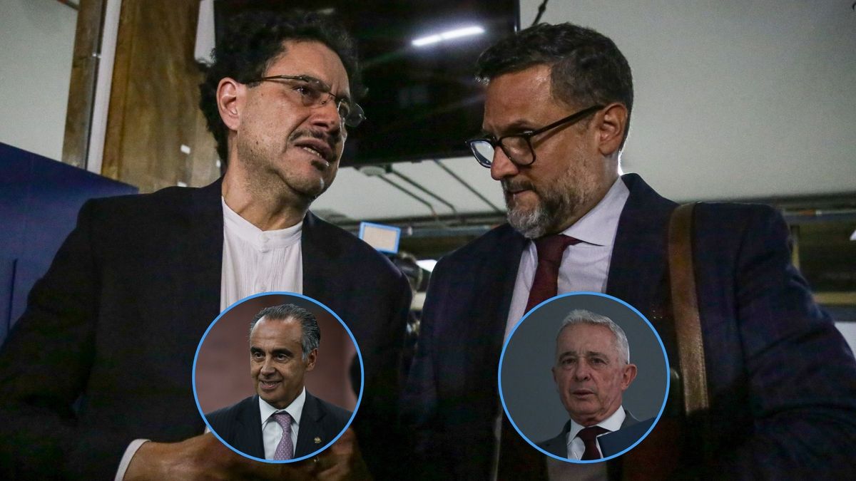 Iván Cepeda, Miguel Ángel del Río, Carlos Roberto Solórzano y Álvaro Uribe.