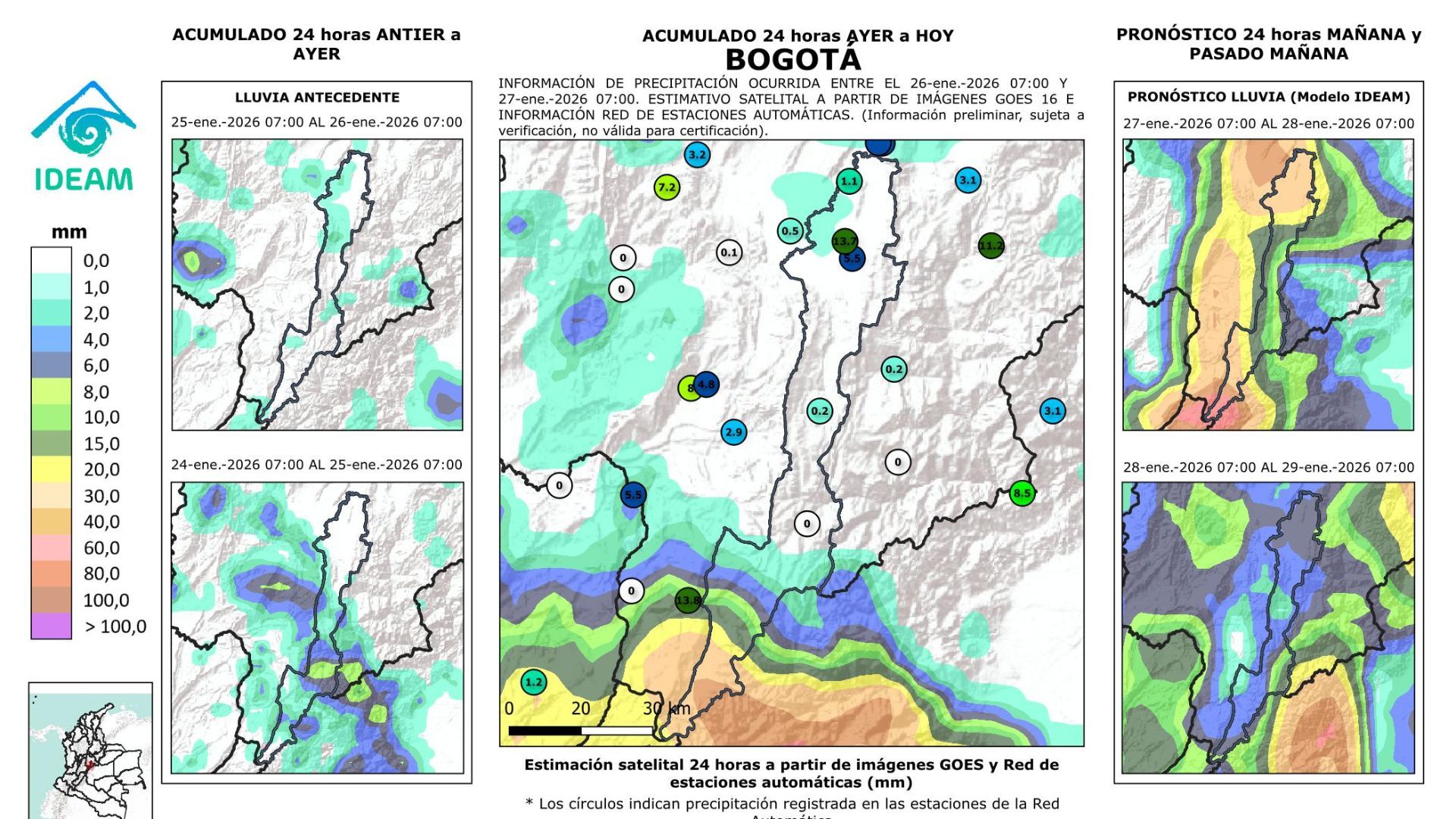 Pronóstico del clima en Bogotá para finales de enero de 2026