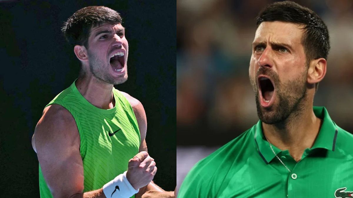 Carlos Alcaraz y Novak Djokovic se midene n la final del Abierto de Australia