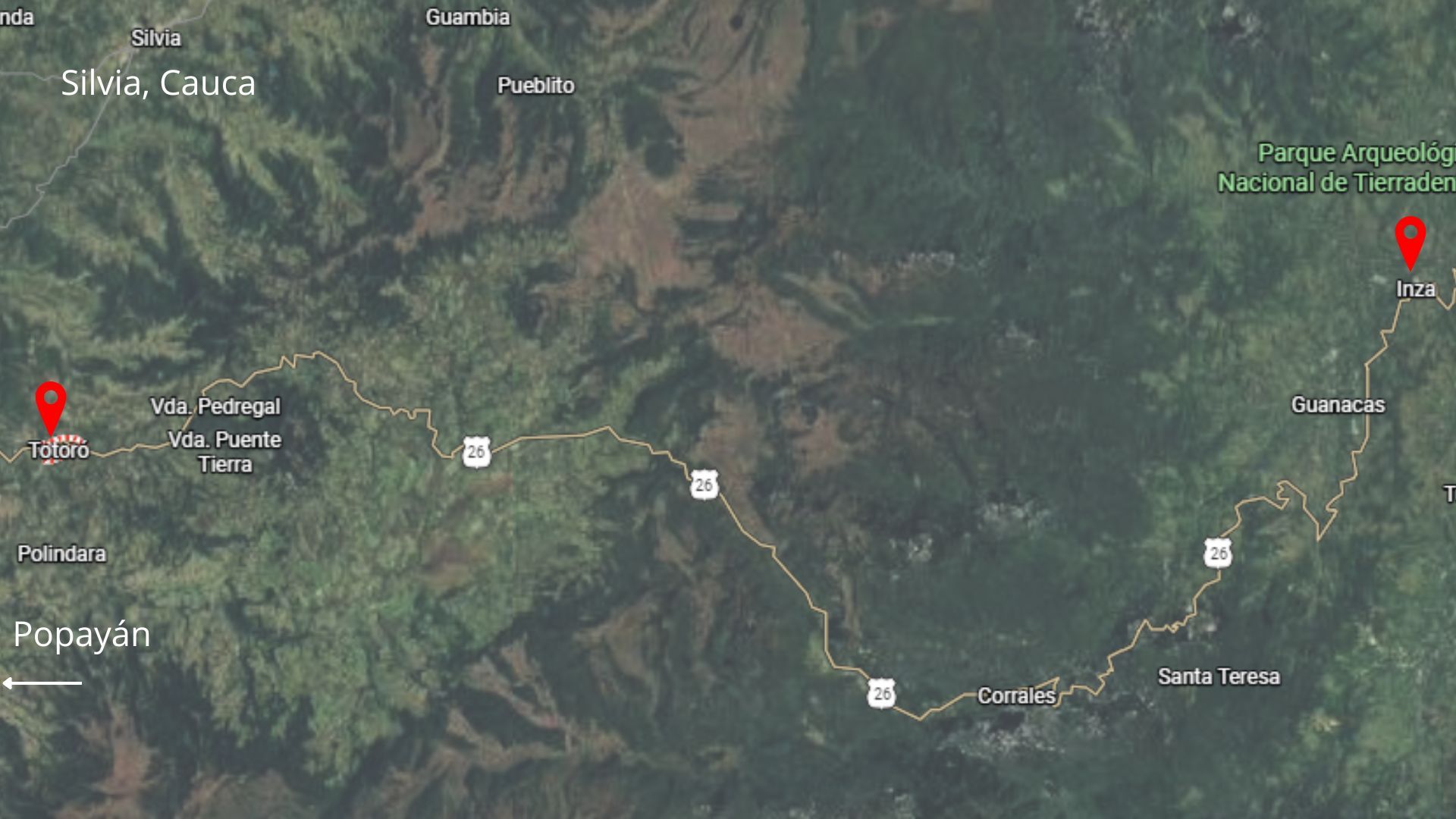 La senadora fue secuestrada mientras hacía un recorrido entre Inza y Totoro.