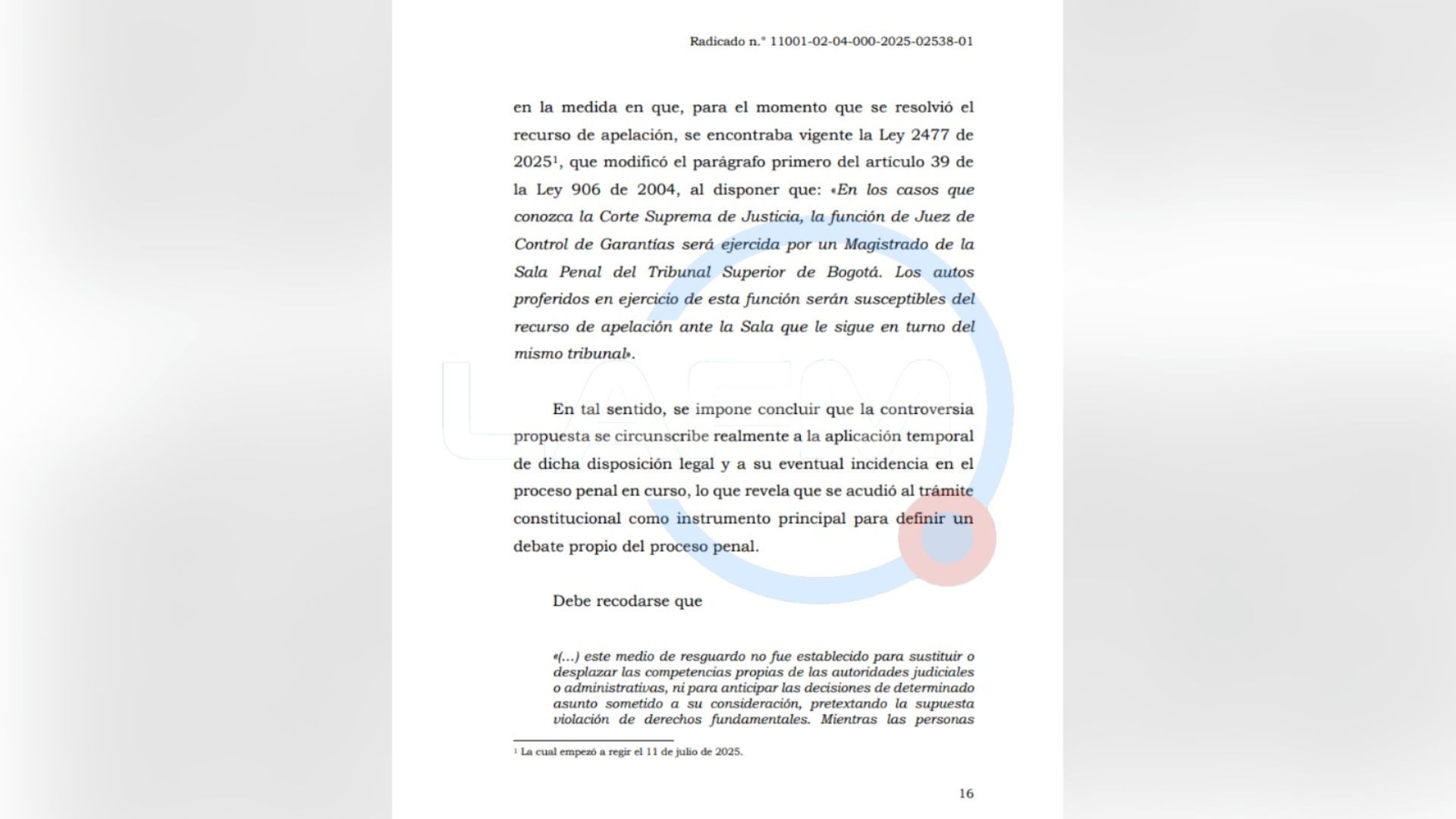 En vigencia la Ley 2477 de 2025.