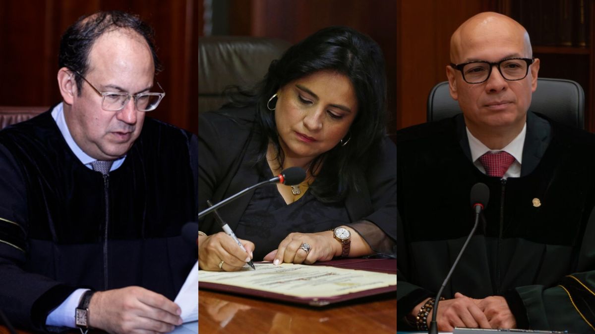 Alberto Montaña, presidente del Consejo de Estado; Paola Meneses, presidenta de la Corte Constitucional, e Iván Lenis, presidente de la Corte Suprema de Justicia.