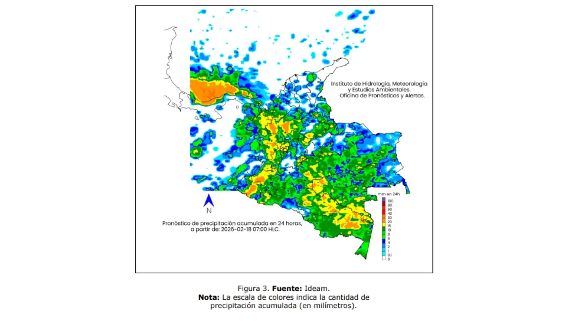 Pronóstico de lluvias en Colombia con mayor incidencia en región Andina, Pacífica y Amazonas.