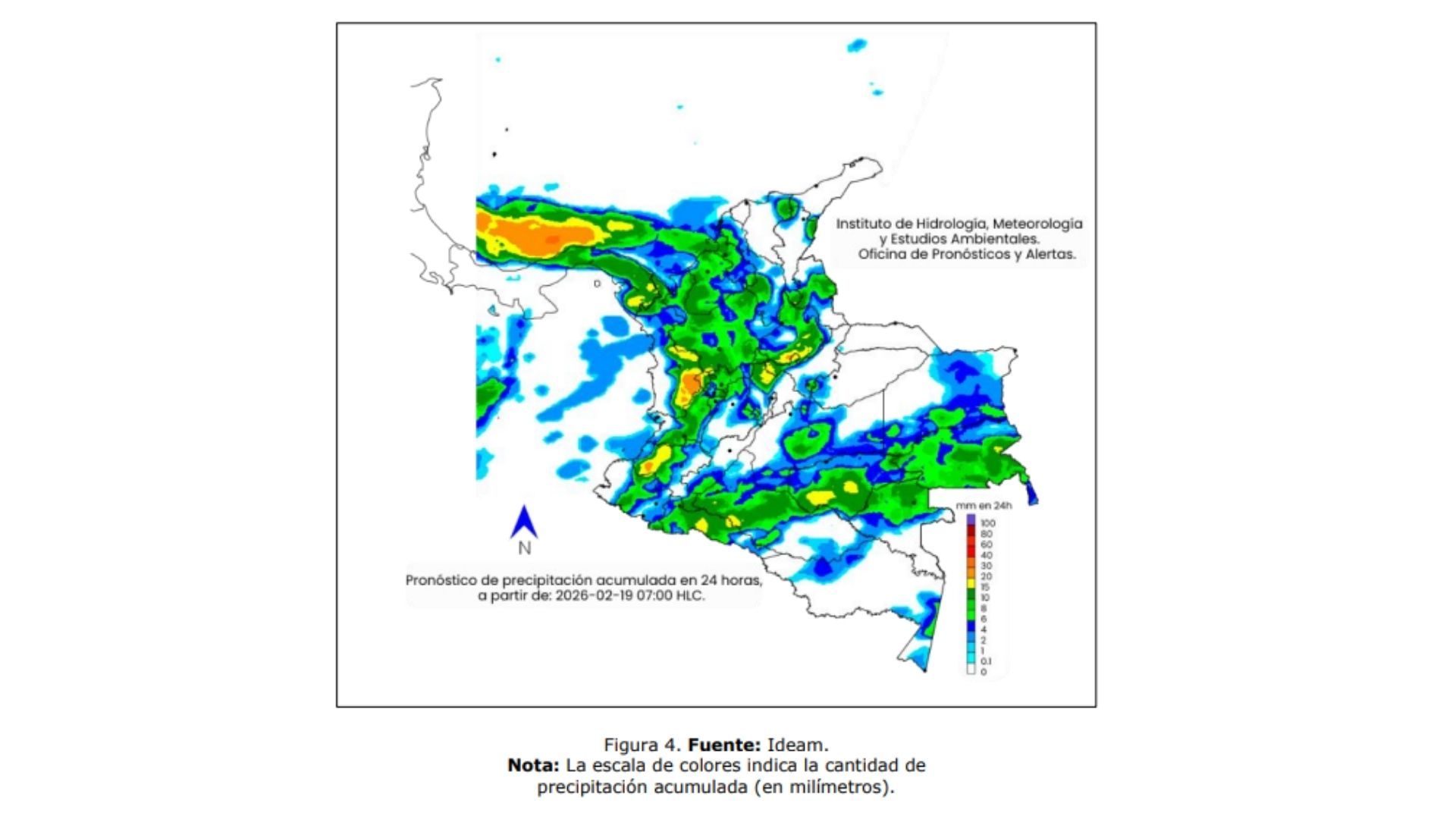 Persisten precipitaciones en la región Andina y Pacífica, según el reporte del Ideam.