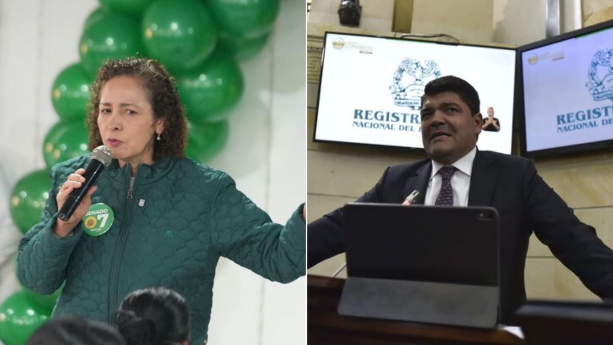 Juan Diego Gómez y Olga Lucía Velázquez durante el debate sobre la continuidad del proyecto político de Gustavo Petro.