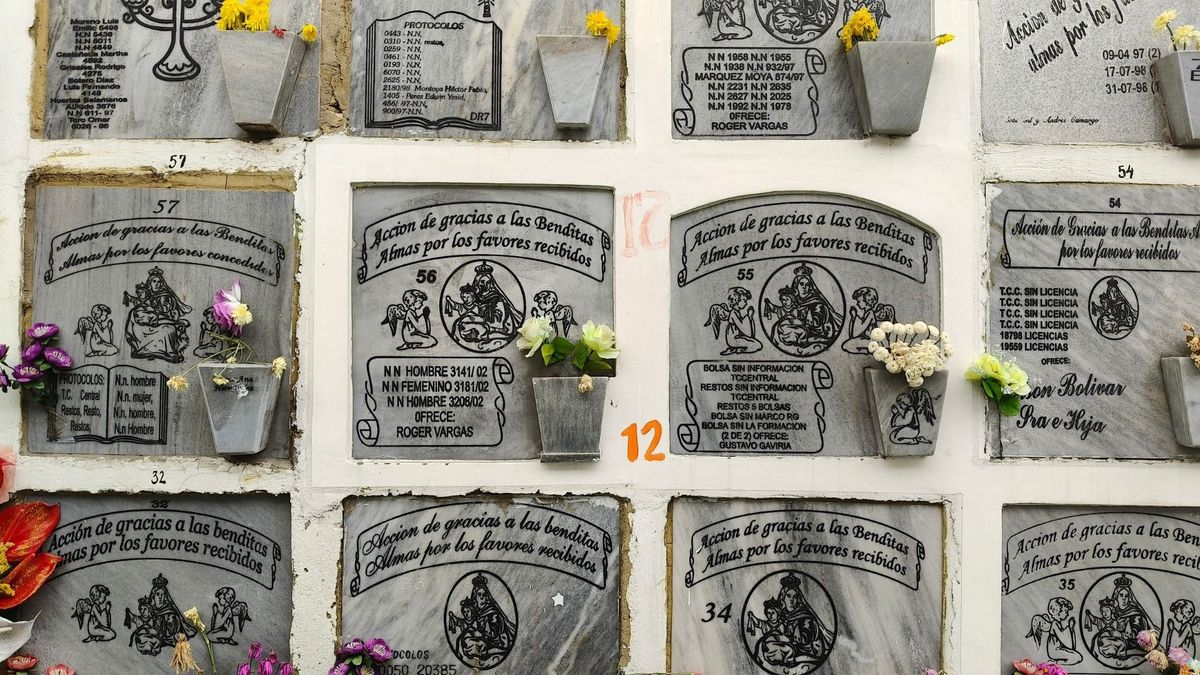 El pabellón Santa Rosita, en el Cementerio del Sur en Bogotá, es casi por completo una fosa común. Sus bóvedas están repletas de cuerpos sin identificar, bolsas sin información y restos marcados como NN.