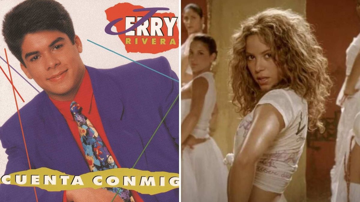 La introducción de trompetas de Amores como el nuestro, interpretada por Jerry Rivera, también aparece en Hips Don’t Lie.