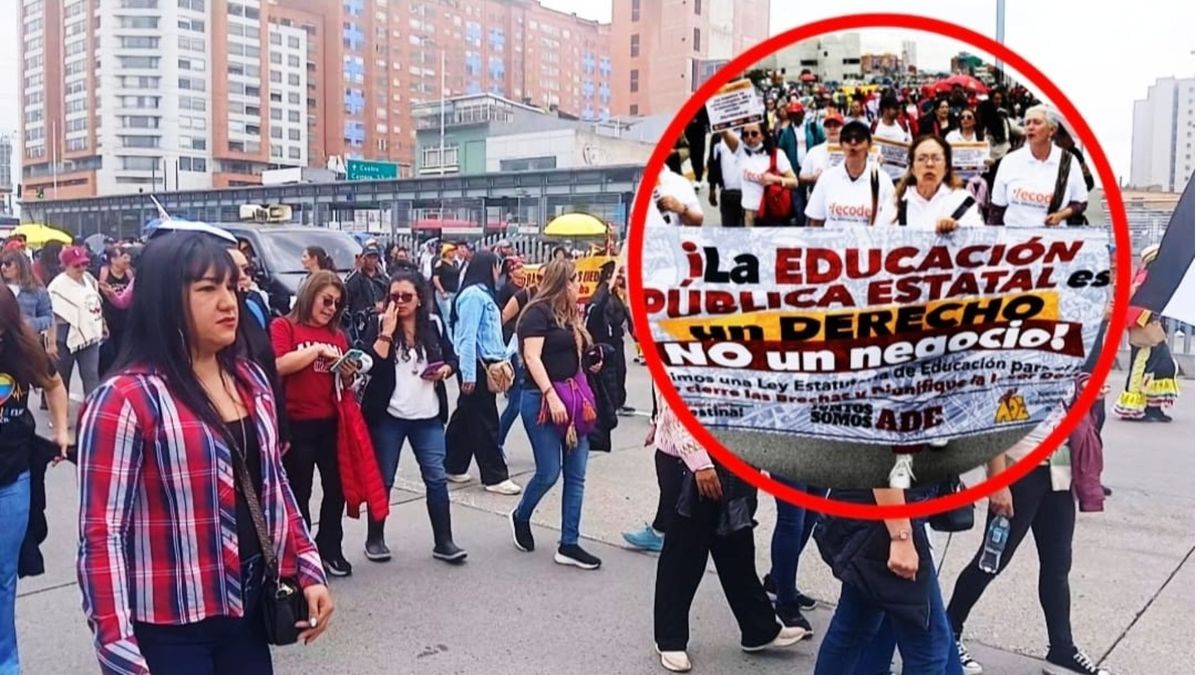 Protesta de maestros en Bogotá.