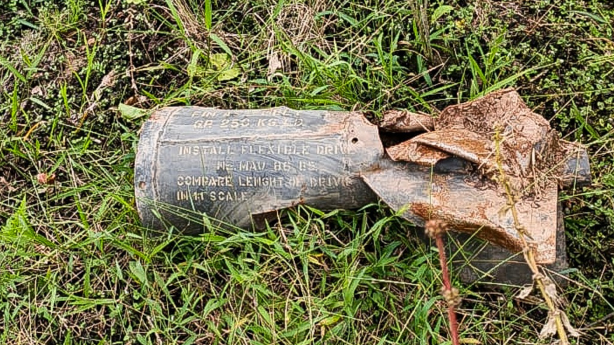 Bomba hallada en la frontera entre Colombia y Ecuador.