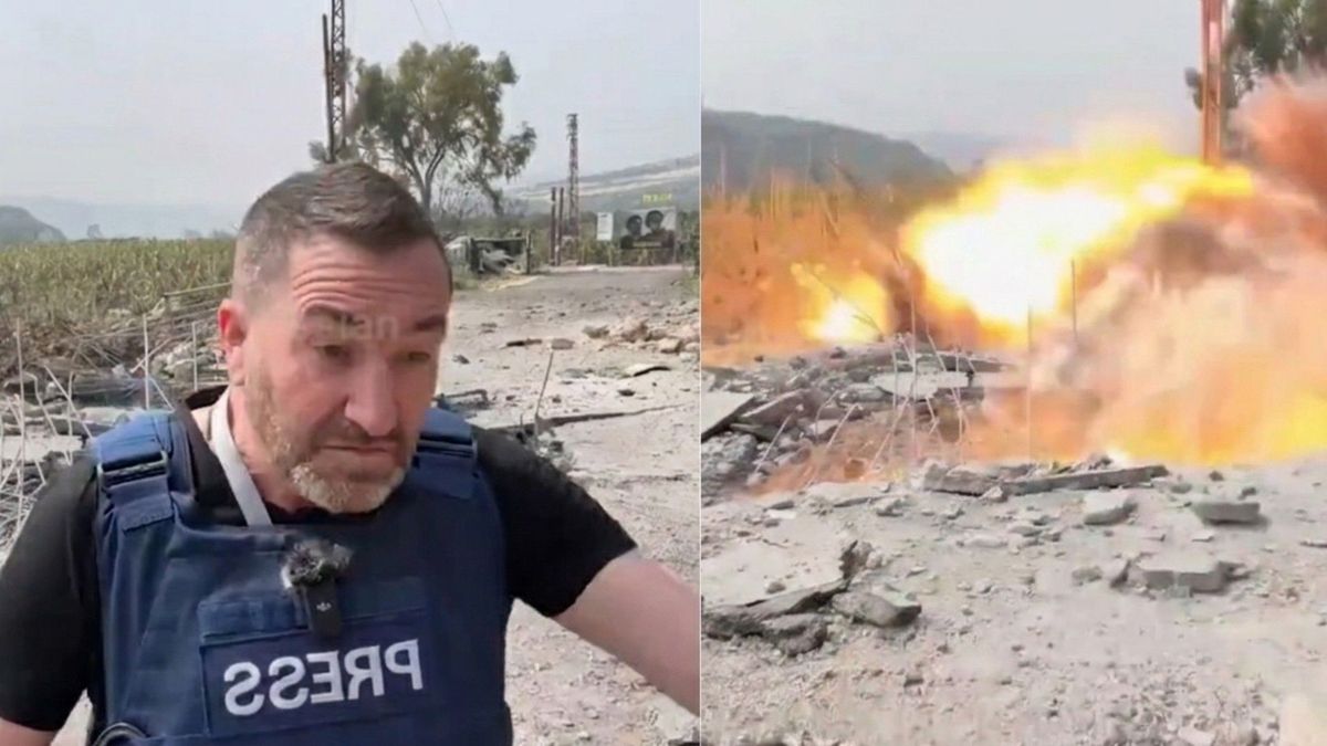 Momento del bombardeo en el Líbano que hirió a dos periodistas