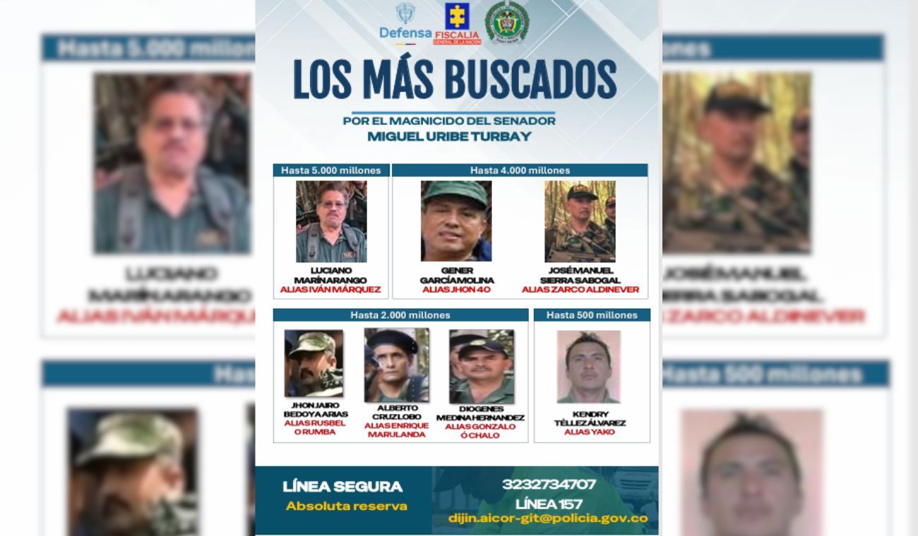 Responsables del homicidio del senador y precandidato presidencial Miguel Uribe Turbay. 