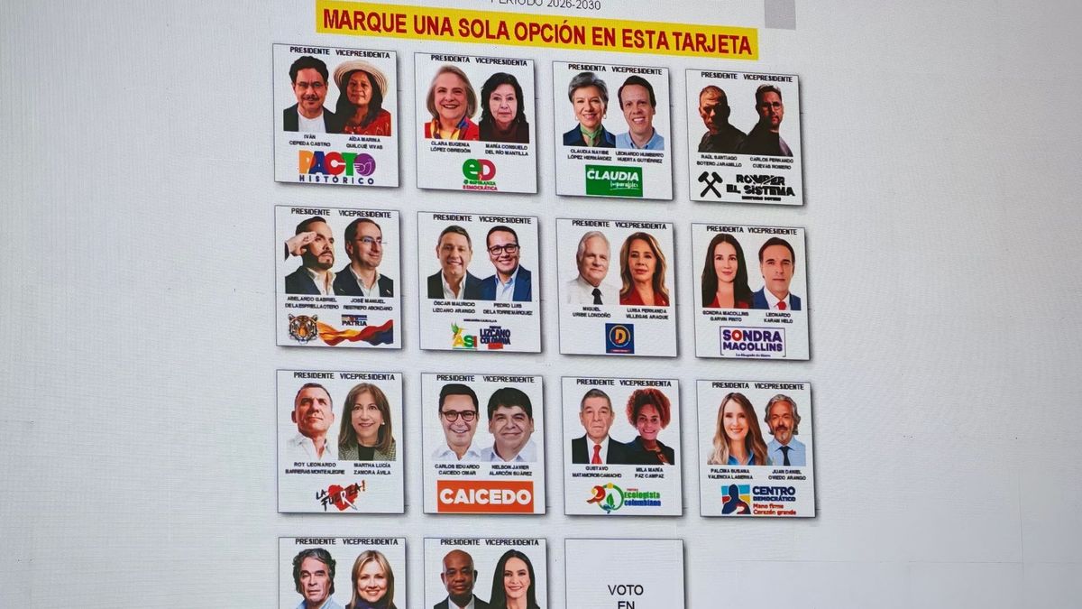 Tarjetón elecciones presidenciales primera vuelta 2026