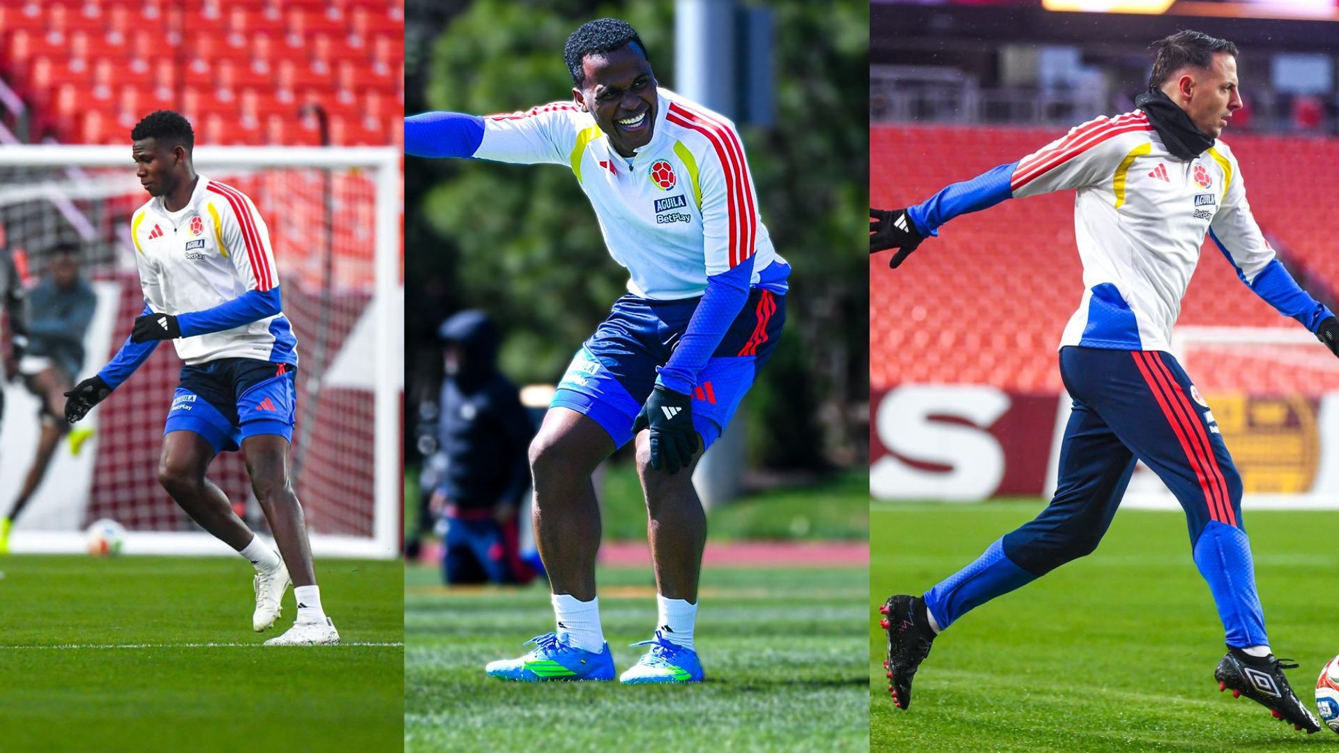 Yerson Mosquera, Jhon Arias y Santiago Arias previo al duelo de Colombia con Francia