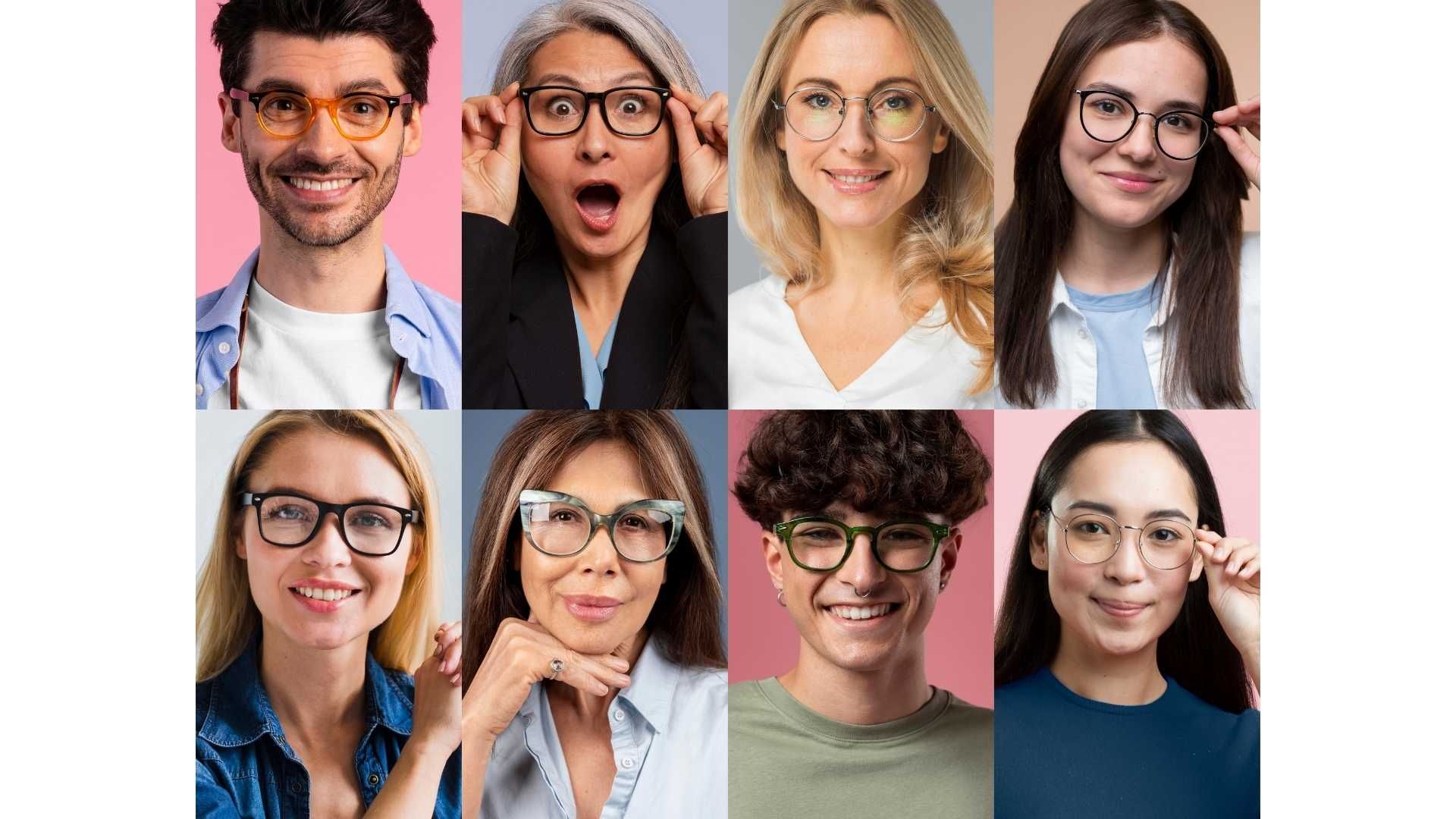 Rostro corazón: Las monturas con mayor volumen en la parte inferior equilibran la frente amplia y el mentón estrecho.