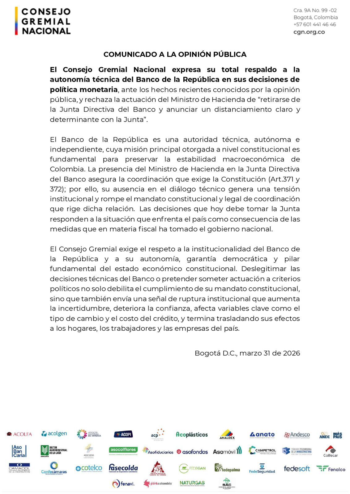 Gremios hablan de presión, crisis y pérdida de confianza