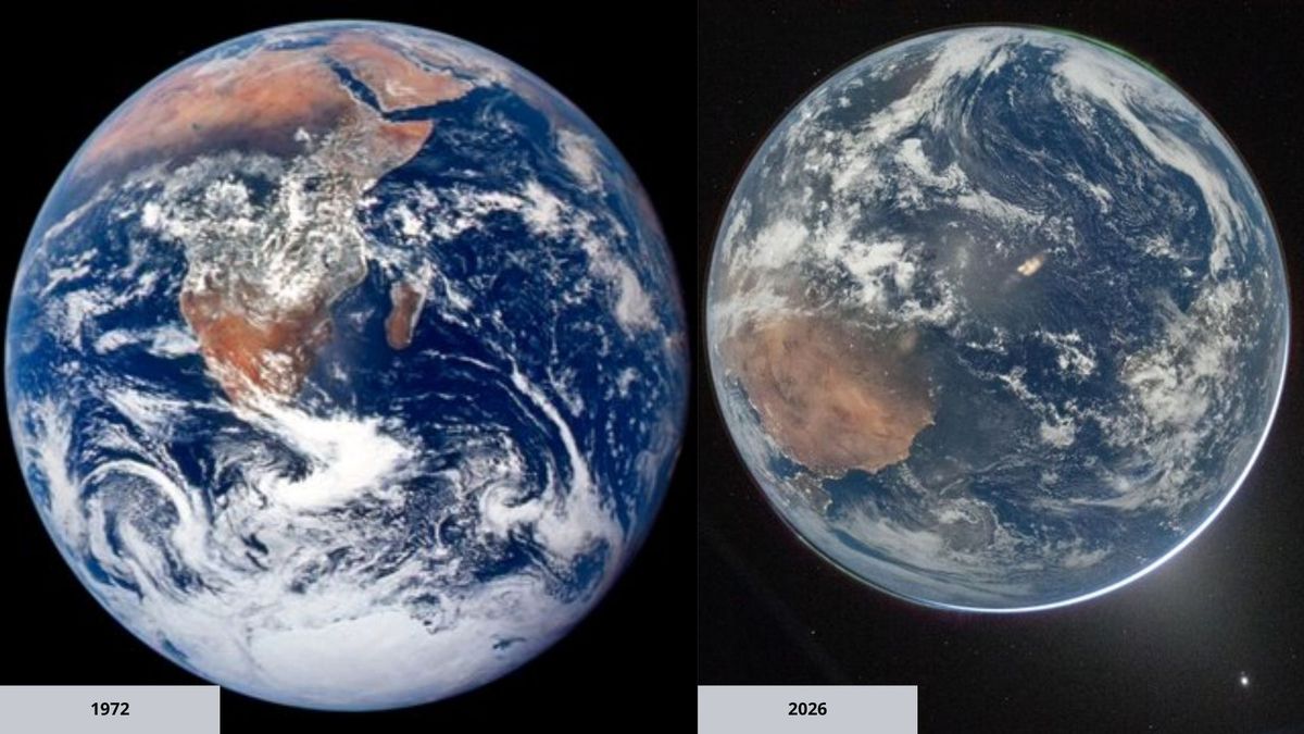 Dos fotos de la Tierra, con más de 50 años de diferencia.