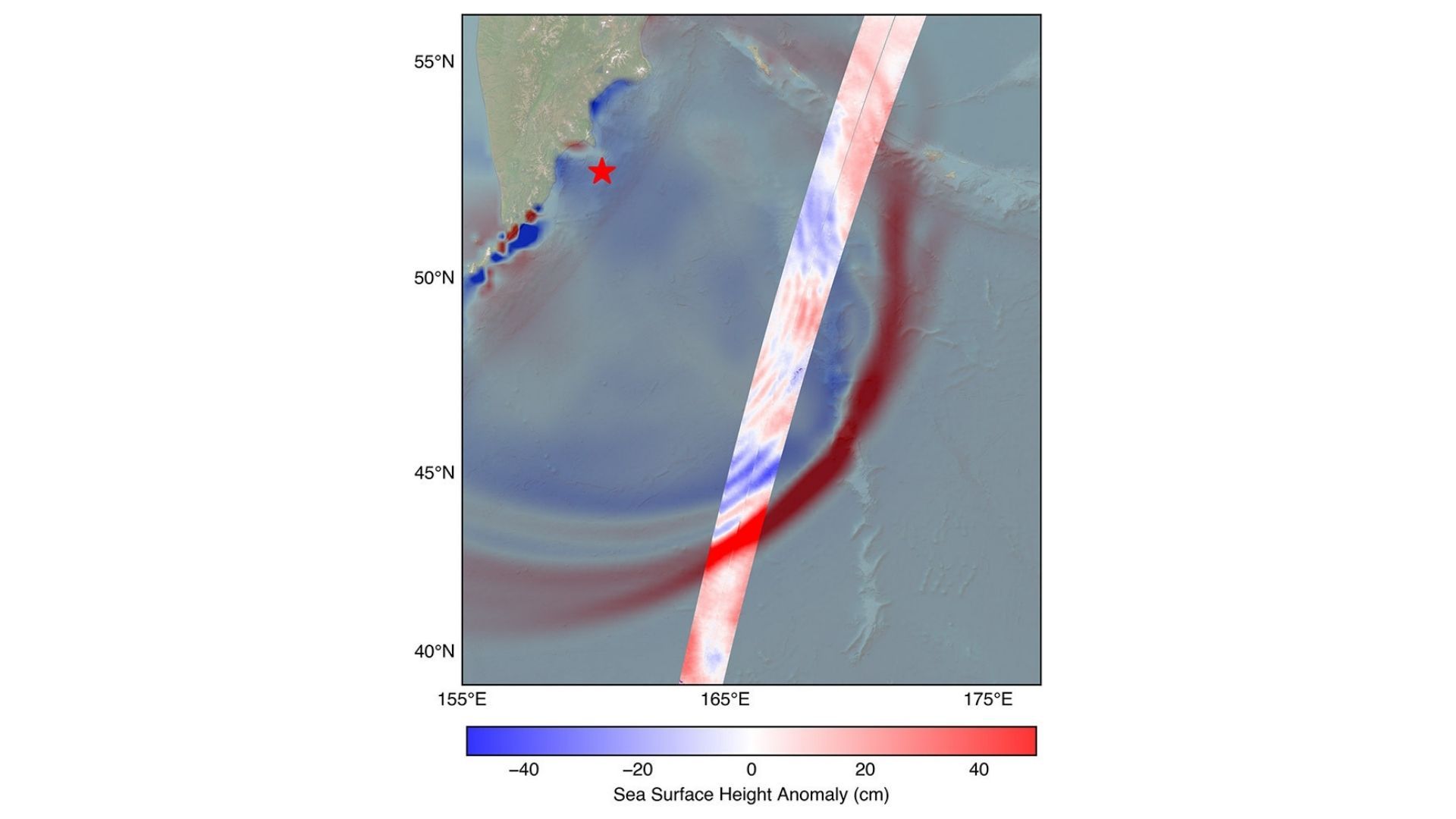 El satélite captó el inicio del tsunami en 2025.