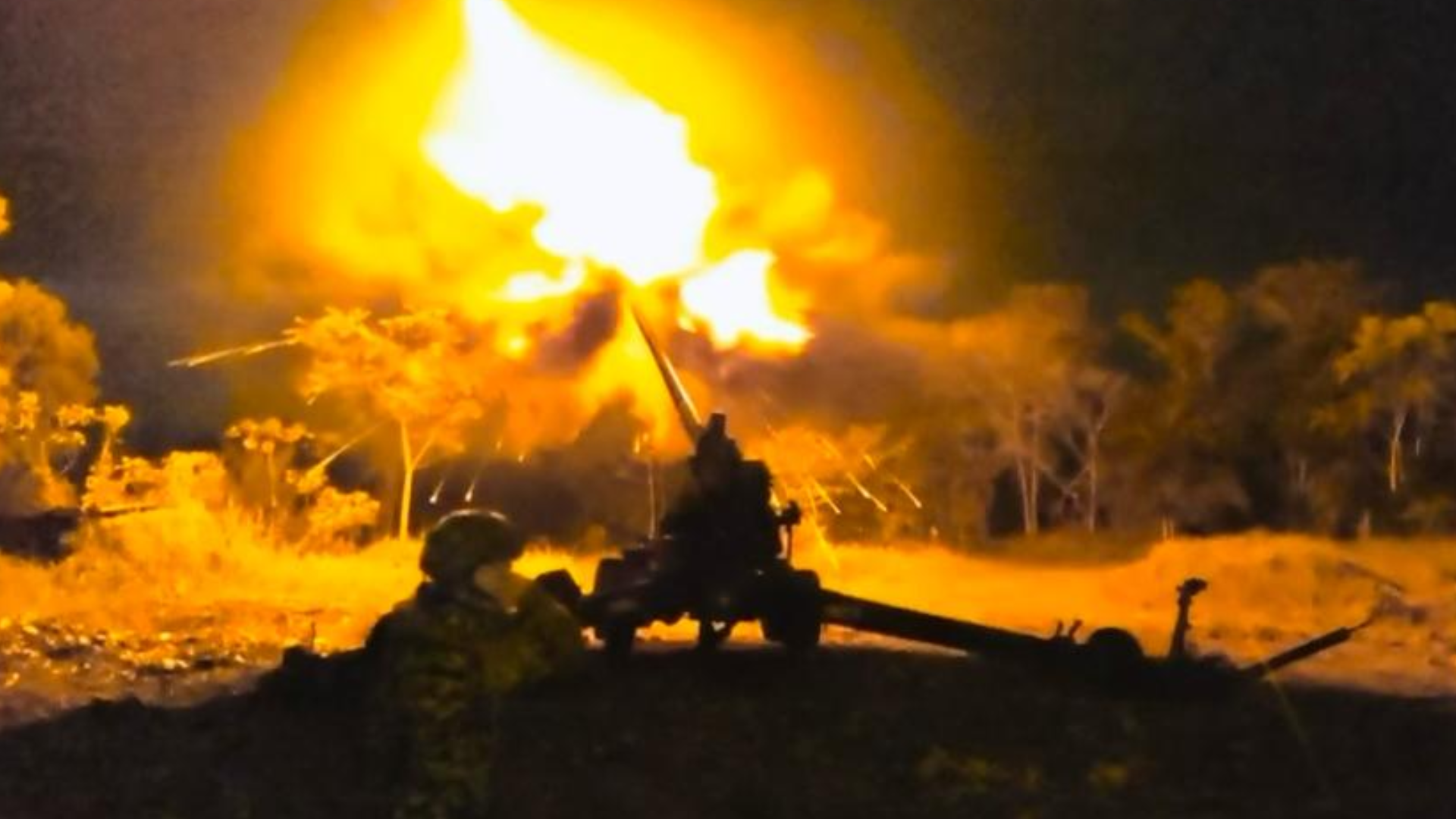 Ataque de artillería del Ejército Nacional. 