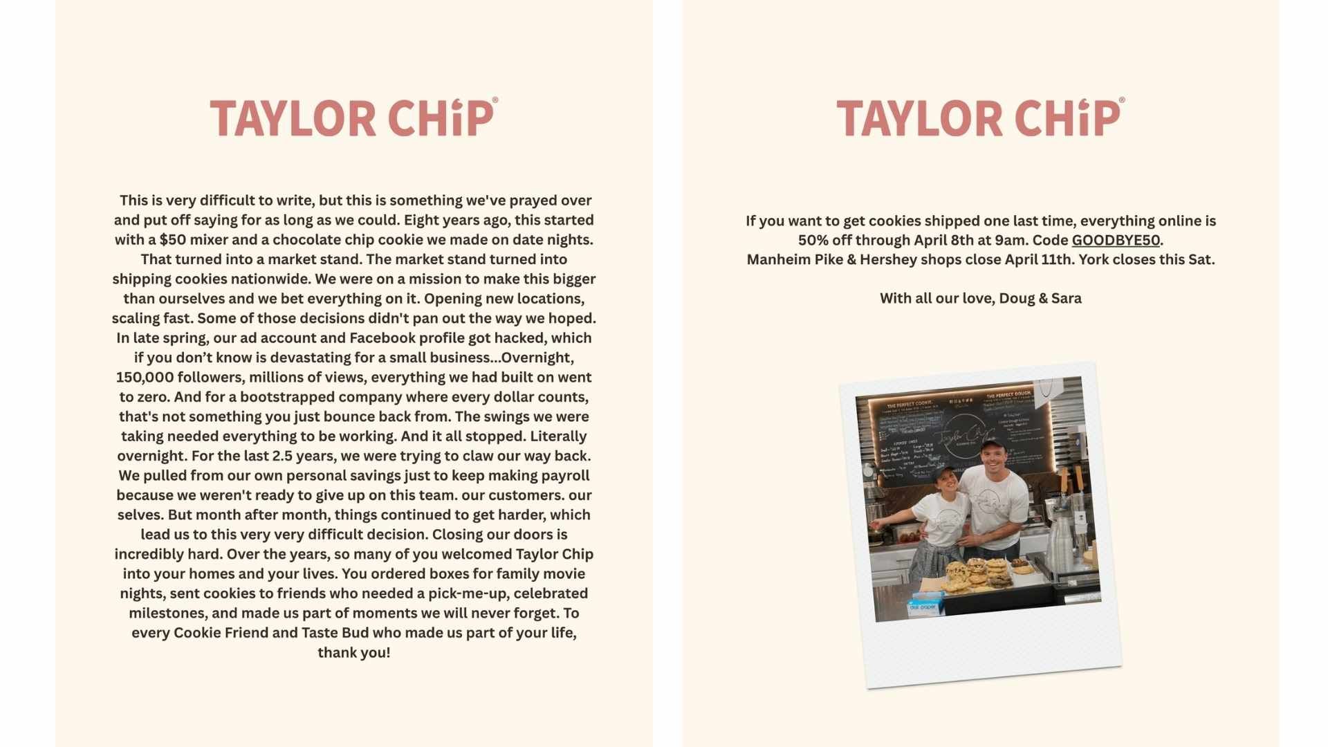 Comunicado oficial de Taylor Chip.
