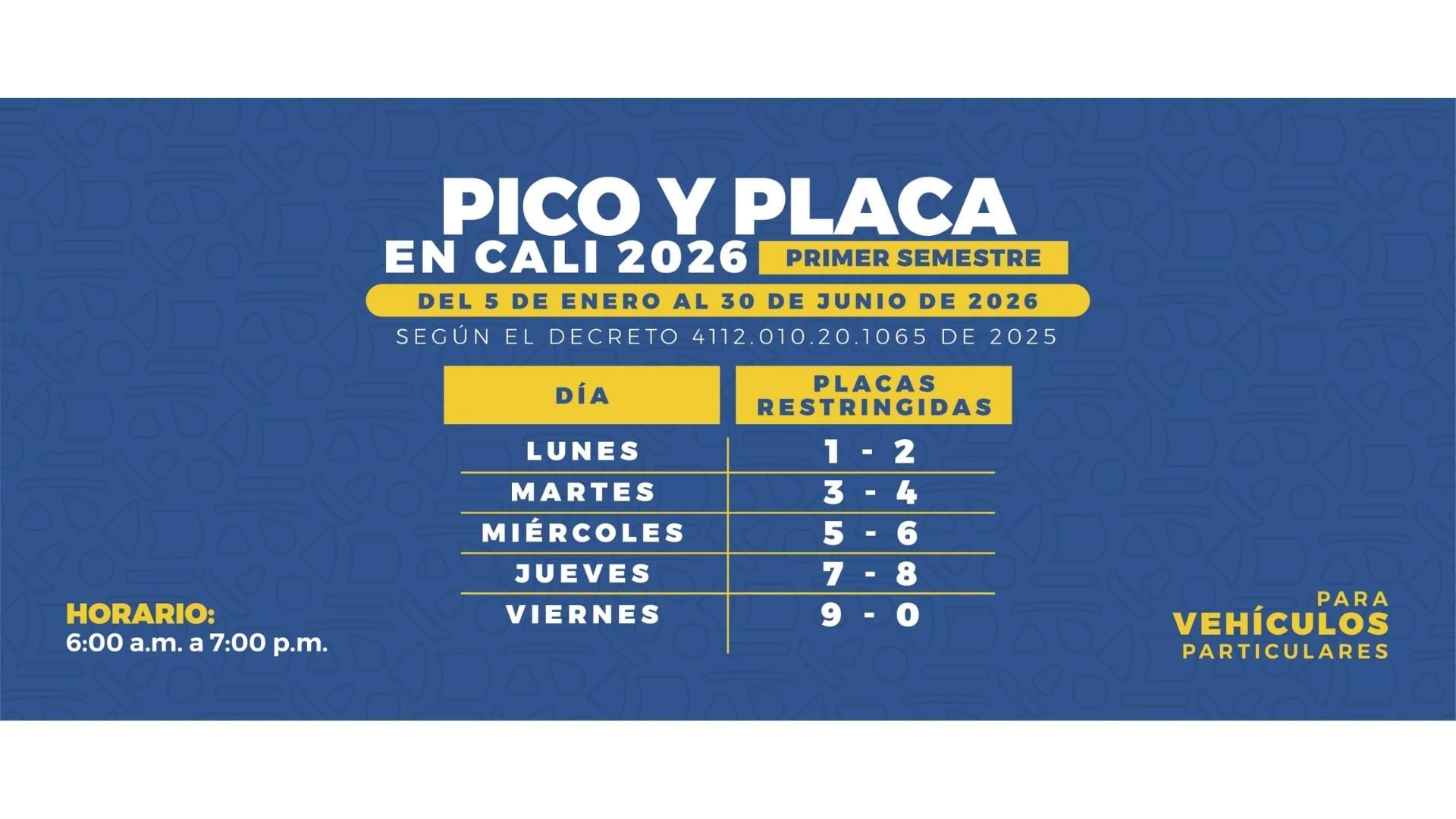 La Secretaría de Movilidad Distrital informó la aplicación del pico y placa en Cali para la semana del 13 al 17 de abril de 2026.