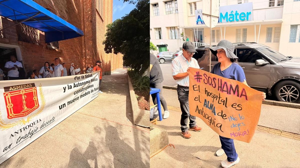 Medicos de la Clínica Alma Máter de Medellín hacen Plantón por que no les pagan el sueldo