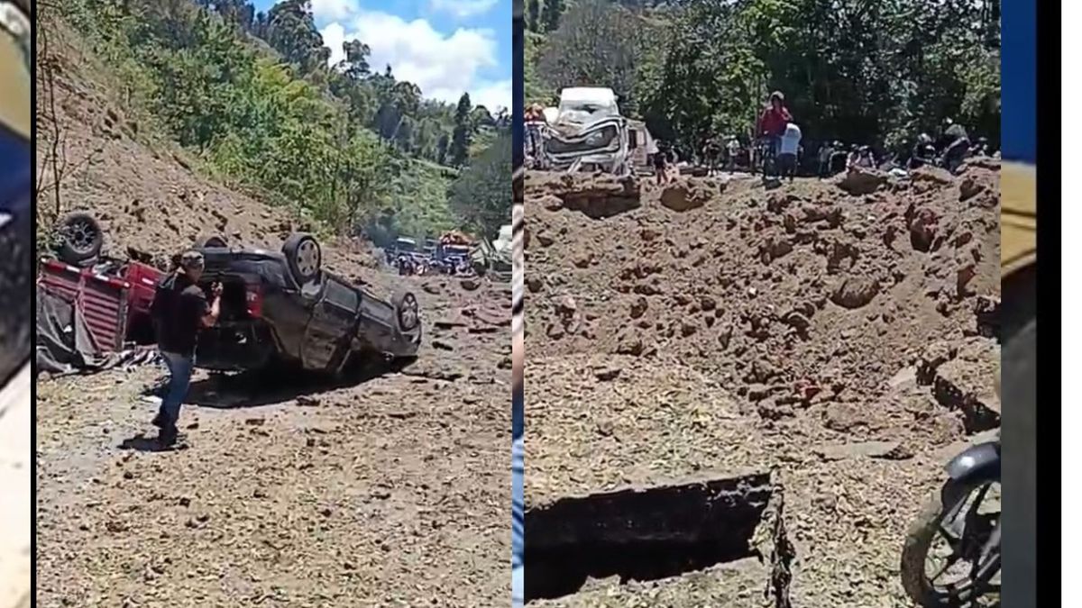 Atentado terrorista en la vía Panamericana, en cercanías a Cajibío (El Cauca).