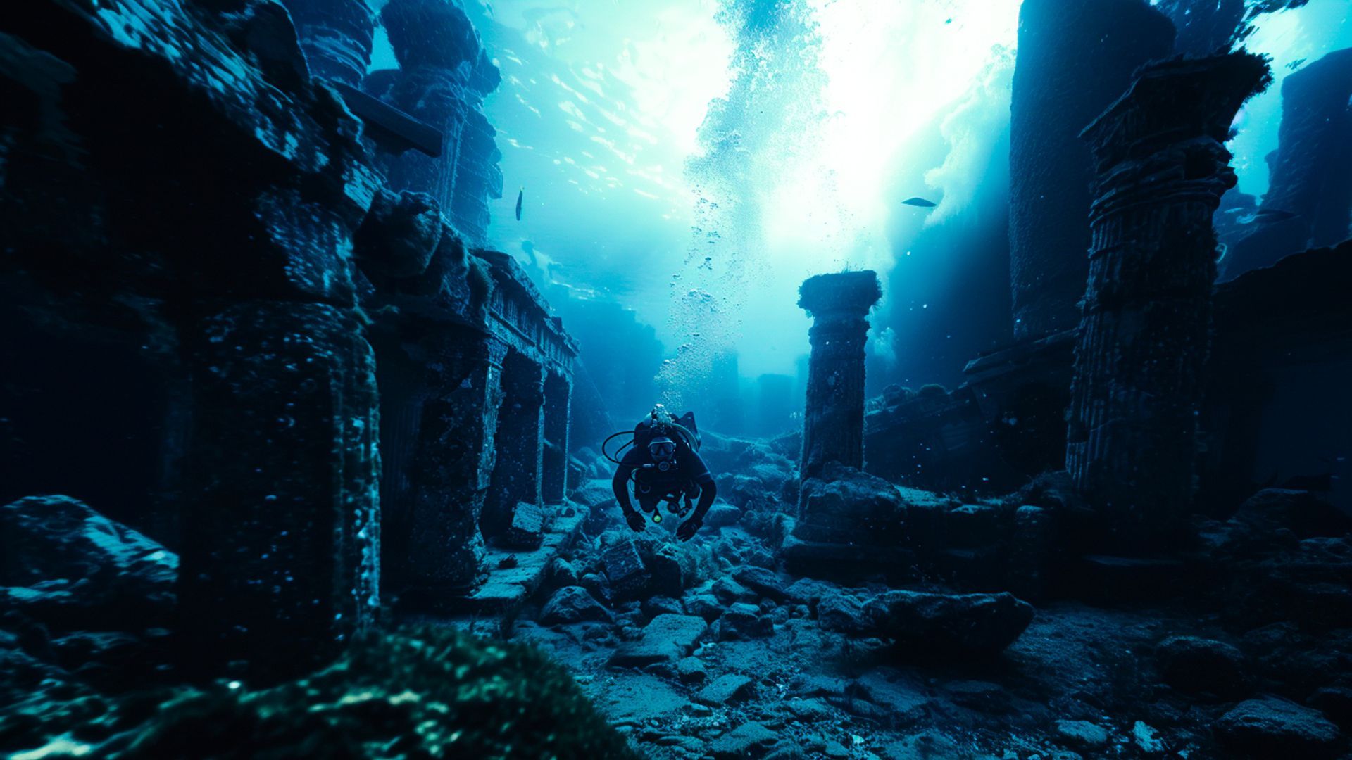 Un terremoto habría sumergido esta ciudad; entre los restos se encontraron paredes, vigas y molinos.