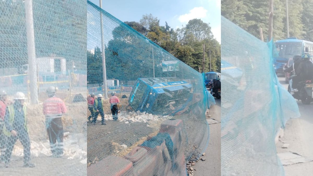 Volcamiento de un bus del SITP en la avenida 68 de Bogotá.