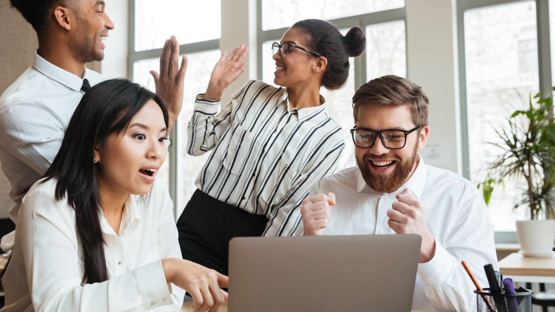 Trabajadores contentos