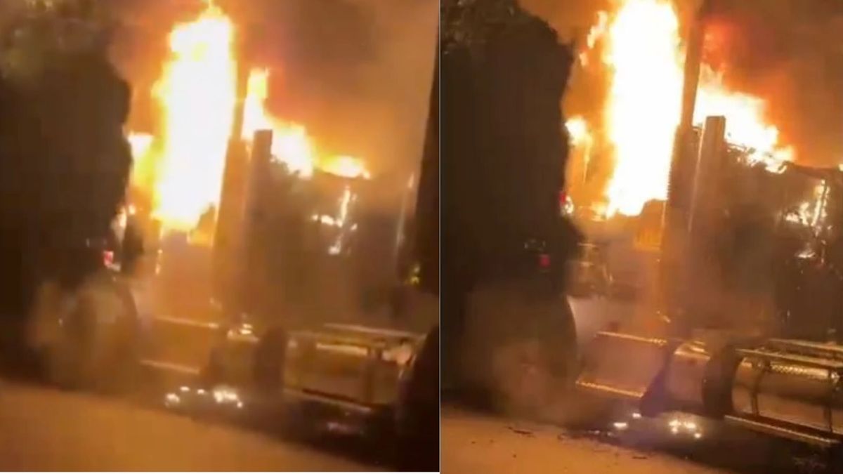 Camión incinerado en la vía Tarazá Valdivia