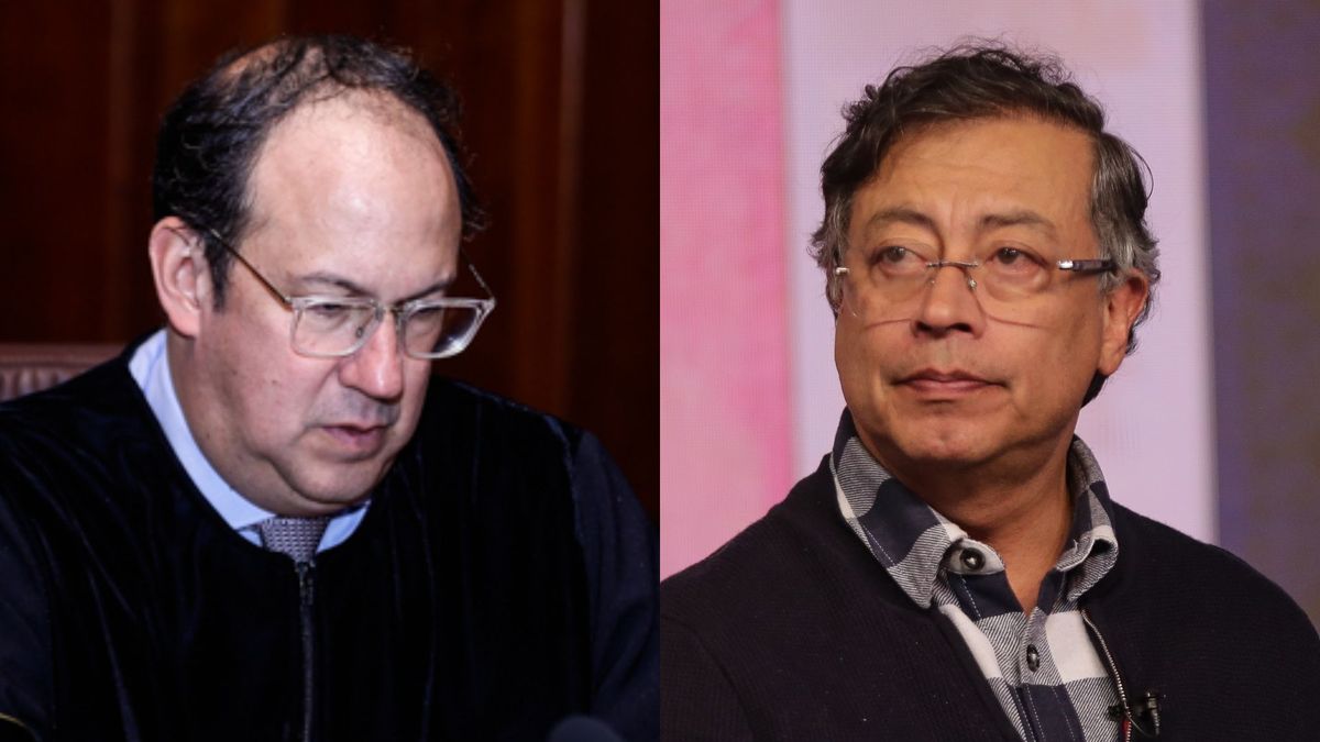 El presidente del Consejo de Estado, Alberto Montaña, y el presidente Gustavo Petro. El alto tribunal contencioso administrativo respondió a los ataques del mandatario luego de la suspensión del traslado de recursos pensionales.