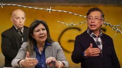 Presidente Gustavo Petro (der.), fiscal general, Luz Adriana Camargo y comisionado de Paz, Otty Patiño.