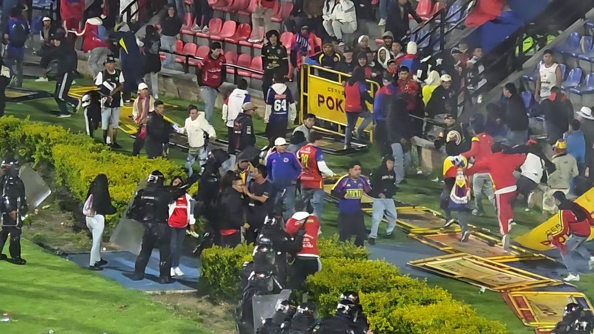 En batalla campal acabó el partido entre Deportivo Pasto y Tolima en el departamental Libertad