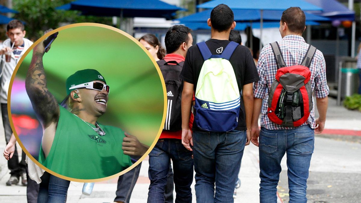 Cantante Feid y estudiantes universitarios en Medellín.