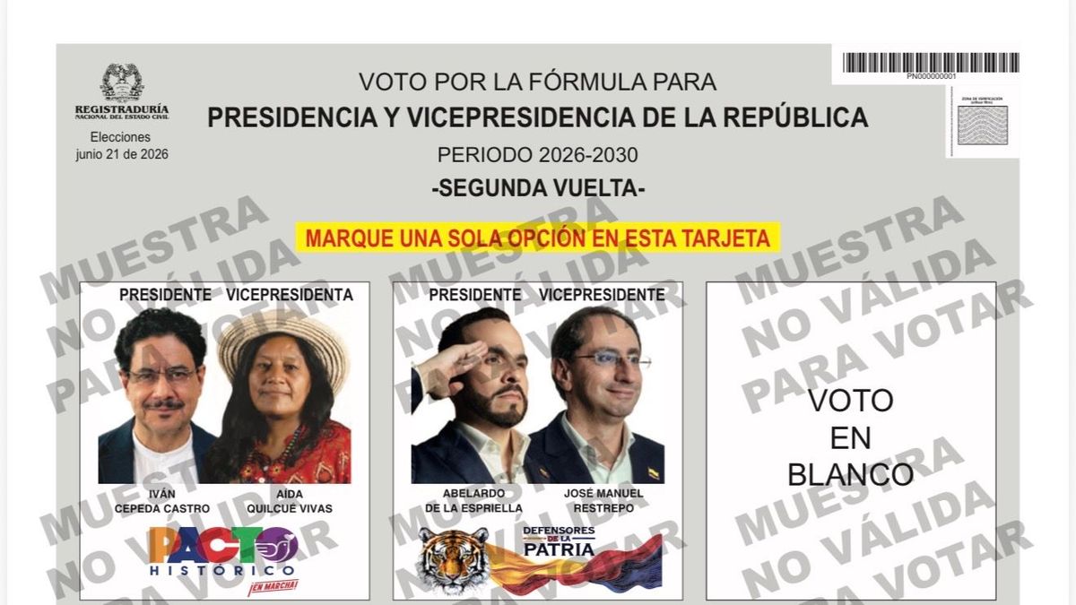 Tarjetón segunda vuelta presidencial