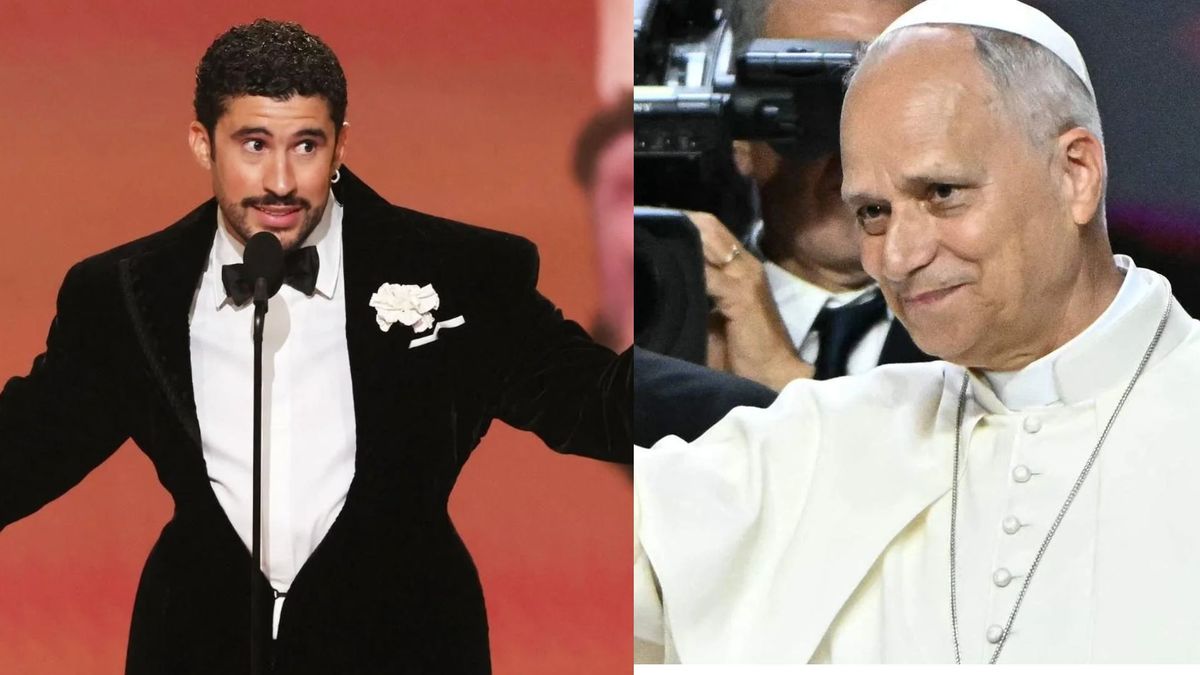 El cantante Bad Bunny y el papa León XIV